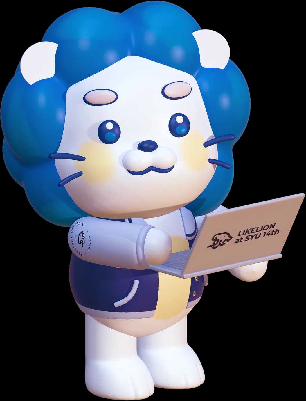 노트북을 든 멋사 라이언 캐릭터